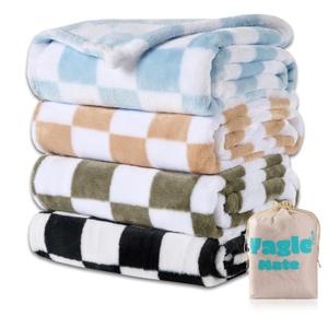 4 Pcs Baby Blankets, Fluffy Small Crib Blankets for Boys, Fleece Checkered Blanket, Toddler Receiving Blankets 3040