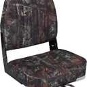 Leader Accessories Classic Low Back Folding Boat Seat (B-Camo/Black hinge)