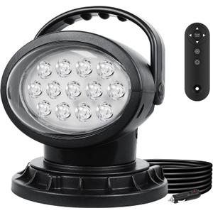 Willpower 50W 360 Degree LED Spot Search Light Rotating Remote Control Work Light with Magnetic Base for SUV Boat Emergency Lighting Home Security Farm Field Garden Protection,12V 24V