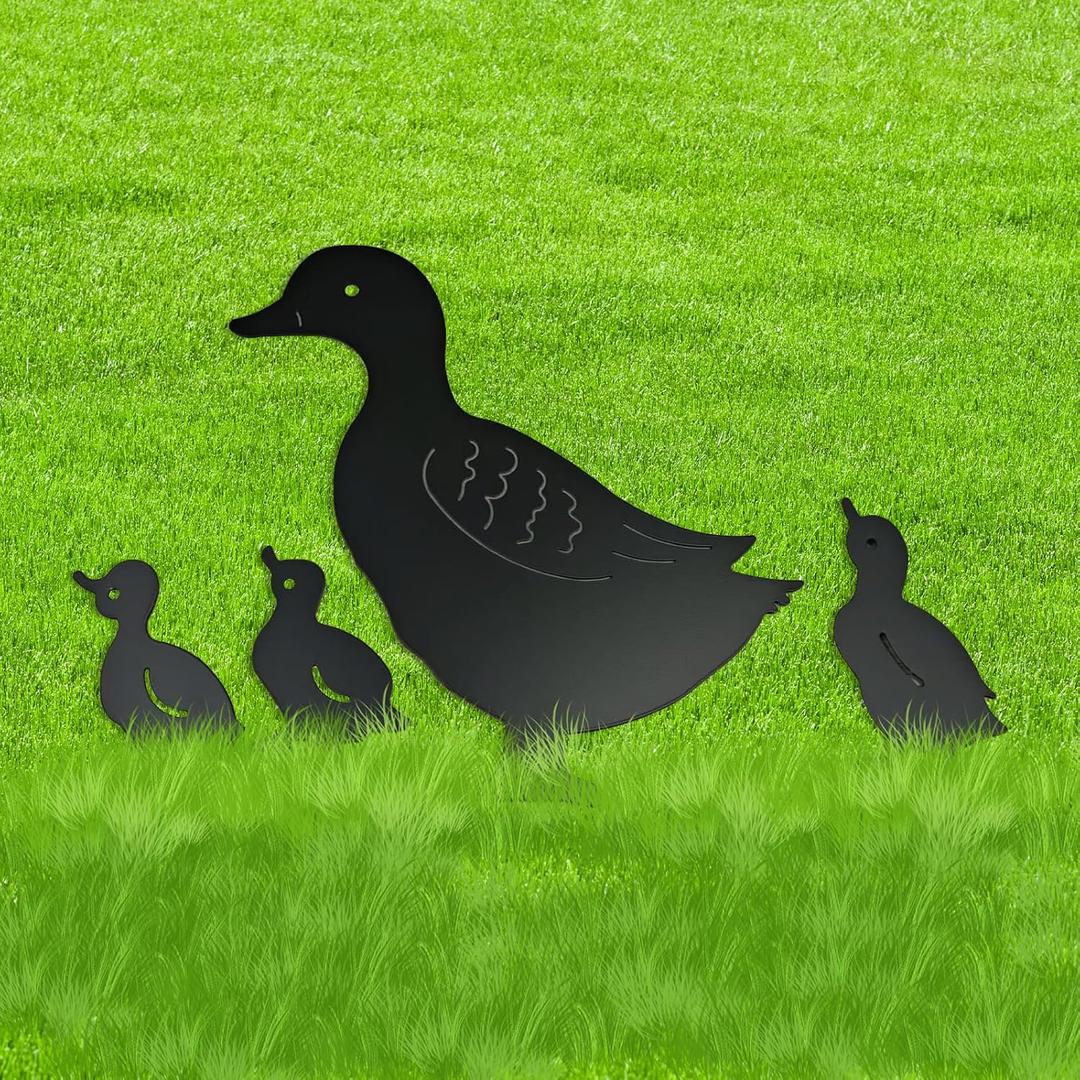 Premium Metal Duck Yard Art, Rustproof Black Silhouette Animal Stake for Garden, Lawn & Patio, Weather Resistant Farmhouse Outdoor Decor