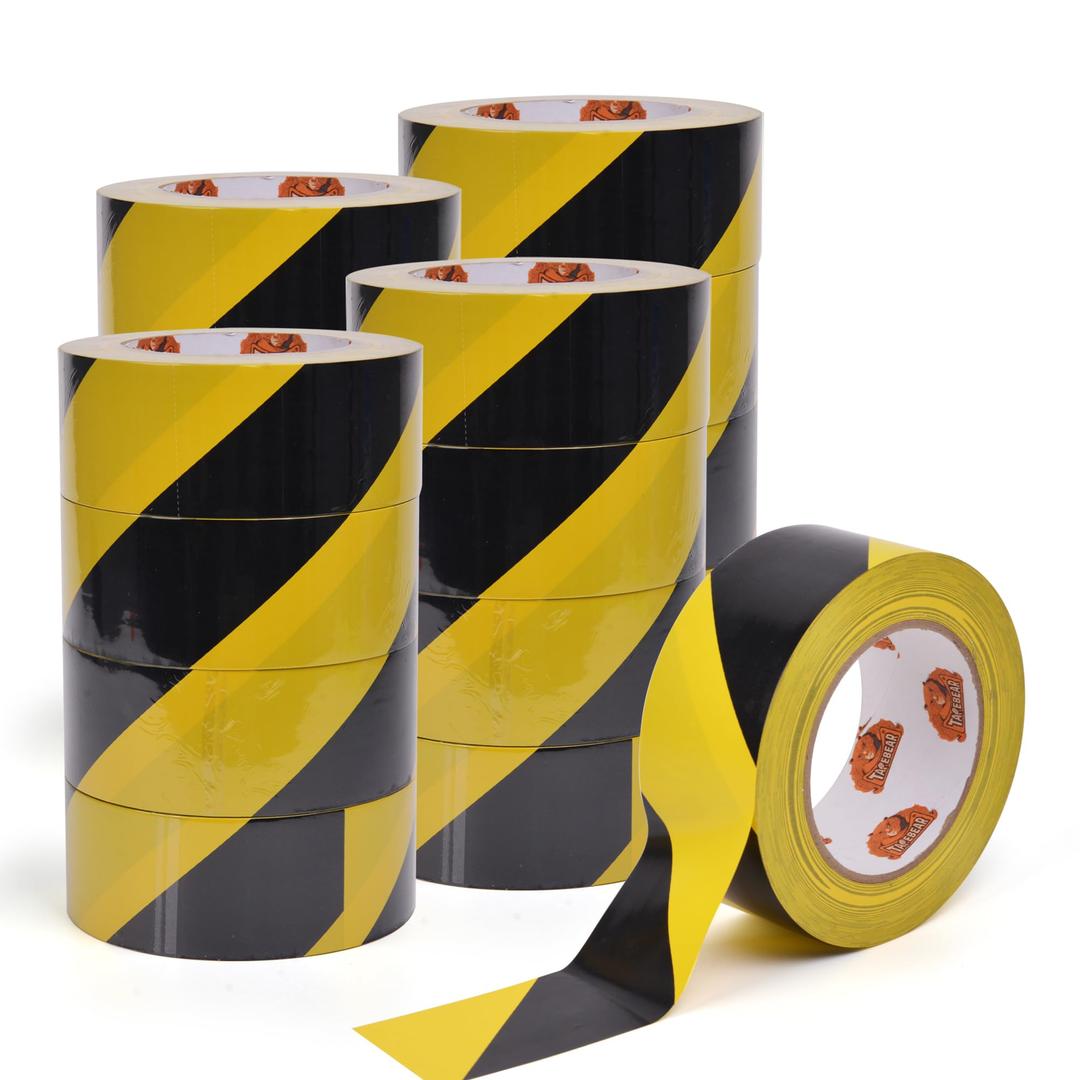 TAPEBEAR Hazard Caution Tape Yellow Black 2inch x 150 Feet (50yds)
