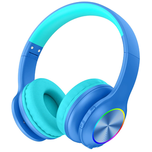 Candy Bila Kids Bluetooth 6.0 Headphones with LED Light, 85Hours Playtimes, TypeC Fast Charging, 85/94dB Volume Limited, Comfort Wireless Headphones with Builtin Mic, Wired & TF Card Mode, Blue