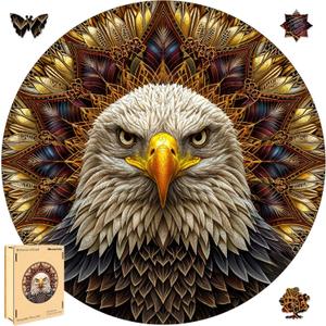 Reouinty Bald Eagle Wooden Puzzle for Adults 500 Piece, Mandala Wooden Jigsaw Puzzles, Inspiring Puzzle, Beautiful Wooden Puzzle with Box Birthday Gifts for Adults and Kids Family Game(16.5 * 16.5in) (Brilliance of Eagle)