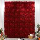 Flower Wall Backdrop 6 pcs 16.5x16.5 Inch Artificial Floral Wall Panel Silk Rose Wall Decor Ideal for Wedding Celebrations, Festive Party Backdrops, and Home Decor-Maroon