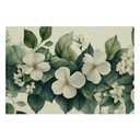 Set of 4 Flowers Leaves White Linen Cloth Placemat for Dining, Kitchen, Restaurants, Hotels - Heat Resistant and Stylish Home Decor 18x12in