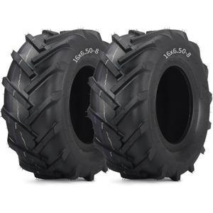 GICOOL (2 Pack) 16x6.50-8 High-Traction Lawn Mower Tubeless Tire, 16x6.5-8 Agriculture Tractor Tire, 4 Ply, Super Lug AG Turf Saver Lawnmower Pattern
