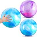 Deekin 2 Pcs 15 Inch Marbleized Bouncy Balls Large Inflatable Rubber Sensory Ball for Playground Outdoor Water(Blue and Purple)