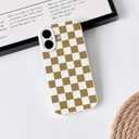 NITITOP Compatible for iPhone 17 Case Cute Checkered - Brown | Aesthetic Checkerboard Design, for Girls Women Men, Girly, Soft TPU, Full Camera Lens, Protective, Shockproof Phone Cover