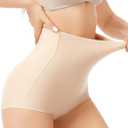 Tummy Control Shapewear Panties for Women-High Waisted Body Shaper Underwear Seamless Shapewear Panty Girdle (Large, Beige)