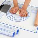 Silicone Baking Mat, Non Stick Pastry Mat Sheet for Dough Rolling, Nonslip Fondant/Pie Crust Mat (Blue, L-16''(W)*24''(L))