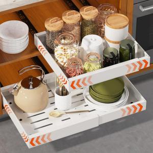 Expandable Pull-Out Cabinet Organizer, 1 Pack
Adjustable 12–20 in Wide, 16.5 in Deep — No-Drill Adhesive or Screw Installation