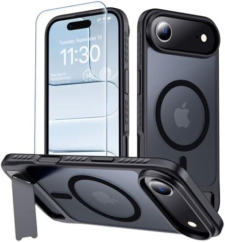 Pack of 2 MOZOTER for iPhone Air Case with Kickstand,[Compatible with MagSafe] [12FT Military Grade Protection] Slim Translucent Matte Shockproof Phone Case,6.5",Black