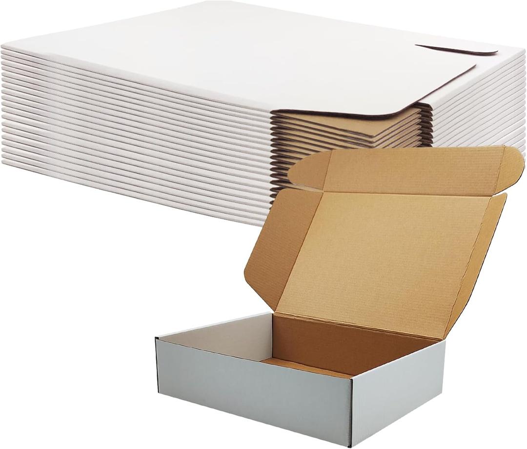 12x9x3 inch Shipping Boxes, White Corrugated Cardboard Box Literature Mailing Shipping Packaging Recyclable Storage Boxes and Craft Gifts Giving Products Business White Box Set of 20 (12''x9''x3'')