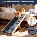 Adjustable Wooden Dog Ramp for Small & Medium Dogs, 39.4" Long x 15.8" Wide Portable Pet Ramp for Bed, Couch, Sofa & Car, Anti-Slip Carpet, Lightweight Foldable Indoor Outdoor Travel Dog Ramp