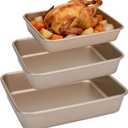 3 pack Large Deep Baking Pans,9/11/13 Inch Nonstick Carbon Steel Rectangle Cake Baking Pans,Multi-purpose Heavy Duty Bread Sheet,Metal Bakeware for Lasagna,Turkey,Brownie