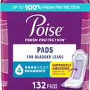 Poise Incontinence & Postpartum Pads for Bladder Leaks, 4 Drop Moderate Absorbency, Regular Length, 132 Count