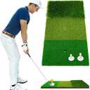 Golf Practice Mat,Golf Mats for Backyard Office & Garage Hitting Training Non-Slip Heavy-Duty Rubber Base,Premium Turf Material,Instant Swing Path Feedback,3 Replacement Golf Practice Mats, 23.4"L x 11.8"W x 1.18"Th
