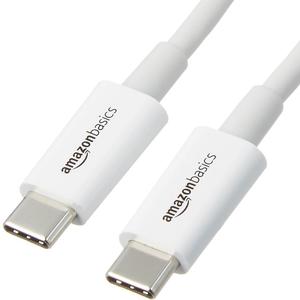 Amazon Basics USB-C to USB-C Fast Charging Cable, 480Mbps Speed, USB-IF Certified, for Apple iPhone 16/15, iPad, Samsung Galaxy, Tablets, Laptops, 9 Foot, White