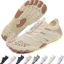 Hike Barefoot Shoes Women Men Pro Water Footwear Wide Toe Box Non-Slip Unisex Athletic Outdoor Running Shoes (Fm003-beige, Size 8)