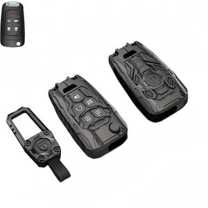 Heavy Zinc Alloy Key fob Cover, Keychain, Key Case, Accessories Compatible with Chevy Chevrolet Equinox Camaro Cruze Malibu Impala Spark Sonic GMC Buick Terrain Encore Allure Regal (Model-B)