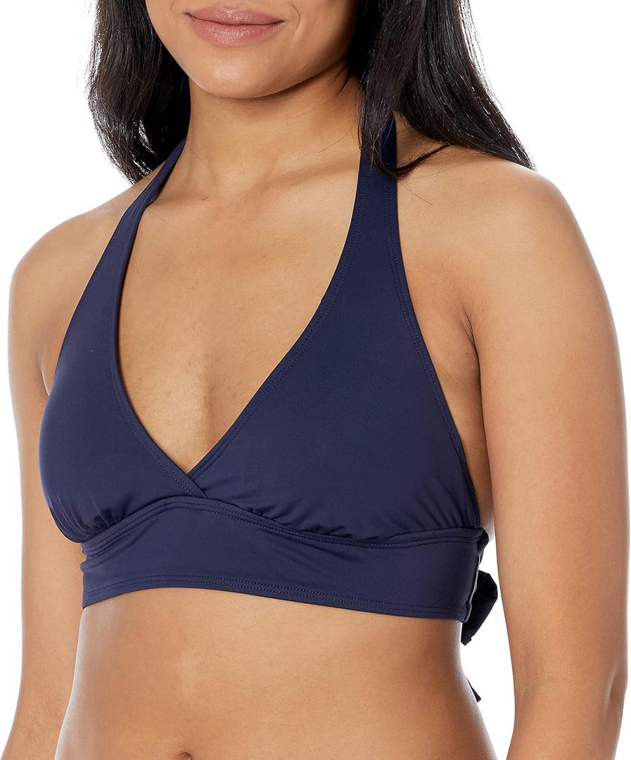 Anne Cole RIC-Rac Marylin Halter Top (Large, Navy)