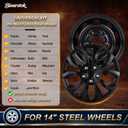 Biourstok 14 Inch Universal Hubcaps, Silver & Black Wheel Covers, Set of 4