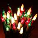 Christmas String Lights - 24ft 100 Incandescent Multi Color Mini Bulbs Lights,Green&White&Red Lighting Decor for Outdoor&Indoor Use, Fairy Garden, Yard, Home, Party, Holiday, Halloween Decoration