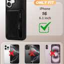 Uppuppy for iPhone 16 Wallet Case with Card Holder,Black | Compatible with MagSafe,4 Card Holder PU Leather, Cute Aesthetic Style, Foldable Stand Design for Men Women Girls
