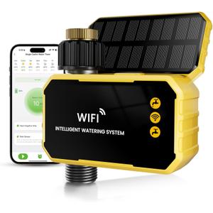 WiFi Water Timer with Brass Inlet No Need Gateway, Smart Hose Timer WiFi Sprinkler for Garden Hose, APP Remote Control Via 2.4Ghz WiFi Voice Control with Alexa and Google Assistant
