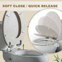 Angel Shield Elongated Wooden White Toilet Seat Quiet Close 18.5" | Quick Release Metal Hinges, Adjustable Fit for Standard Elongated Toilets, Easy to Install&Clean