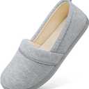 HomeTop Women's Comfy Loafer Slippers Lightweight Memory Foam Non-slip Indoor House Shoes (10 B(M) US, Light Gray)