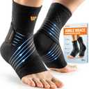 Low-Profile Ankle Braces for Women & Men, Customizable Ankle Compression Sleeve w/Wide Strap, Foot Support Wrap for Plantar Fasciitis Pain Relief, Achilles Tendonitis, Sprain, Black, 1 Pair, M