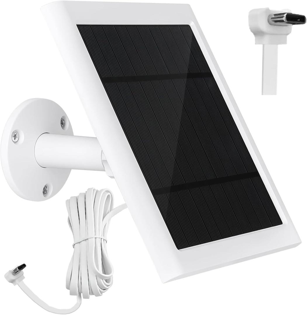 for Ring Doorbell Solar Panel - 4W Charger, Compatible with Battery Doorbells, Type-C Charging Port, 9.84ft Cable (White)