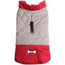 Vecomfy Reversible Dog Coats for Small Dogs Waterproof Warm Dog Jacket for Cold Winter, Red and Grey M