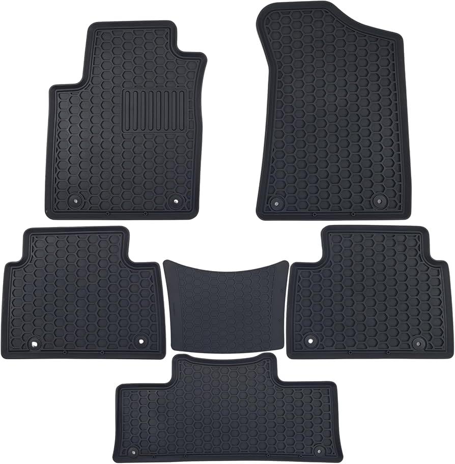 3D Floor Mats for 2017-2024 Nissan Armada/Infiniti QX80 Front & 2nd & 3rd Row Extra Heavy Duty, Custom Fit, All Weather Liner Full Set Rubber, Black