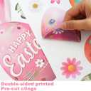 4 x Easter Window Clings Decorations: Large Vintage Easter Egg Window Clings, Farmhouse Spring Easter Bunny Eggs Decals for Glass Windows, Kids Home Office School Spring Celebrations Indoor