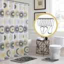 Creative Home Ideas 15-Piece Bathroom Shower Curtain Set  Set of 1 Shower Curtain & 12 Metal Hooks & 1 Bath Mat & 1 Contour Mat, Modern Bathroom Dcor, Machine Washable, Raquel Gold