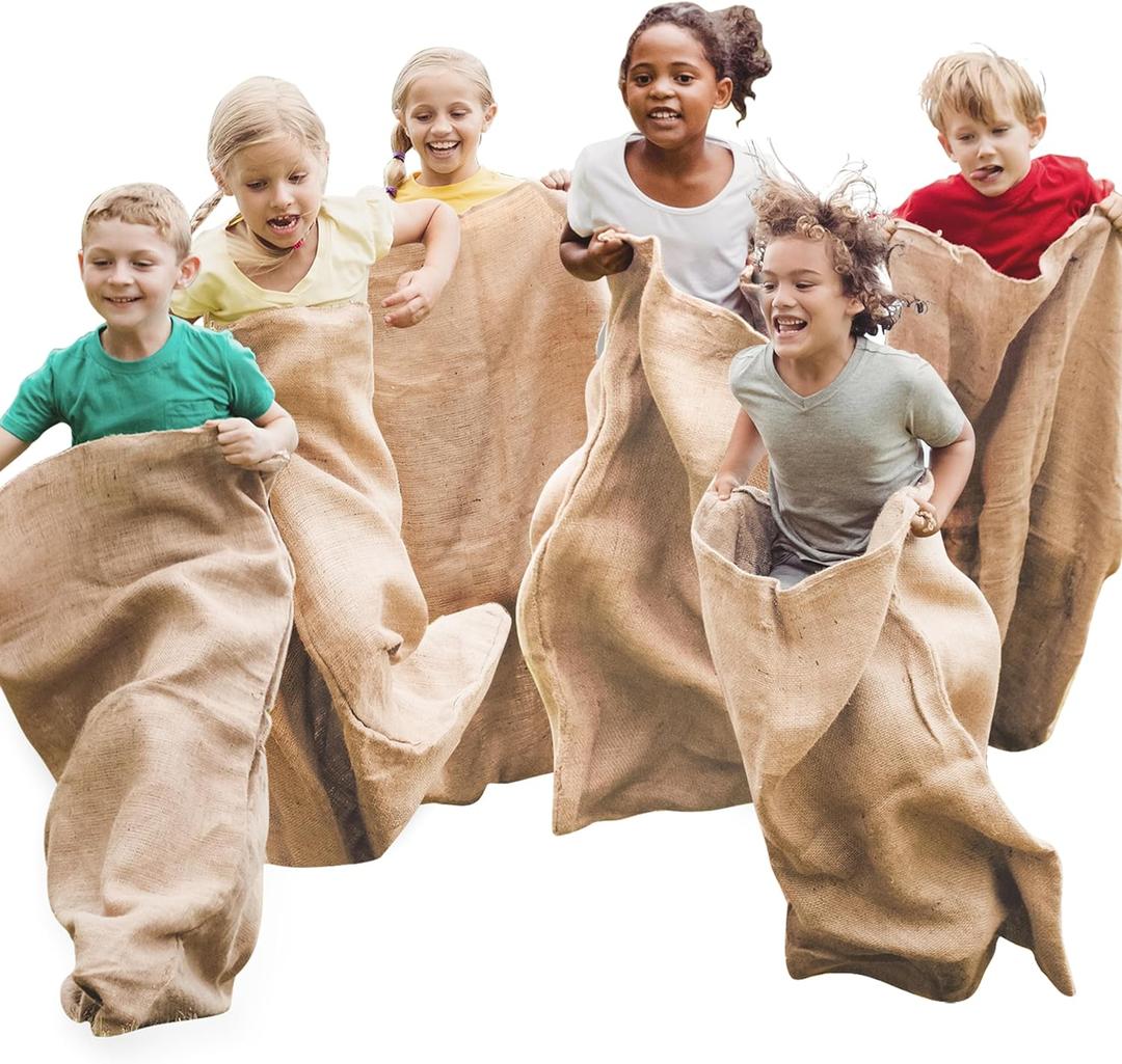 JOYIN 6 Pack Large Burlap Potato Sack Race Bags, 39" x 25" Potato Sacks Racing Bags for Kids & Adults,Outdoor Play, Family Reunion, Outdoor Picnic Party, Outside Yard Lawn Easter Carnival Games