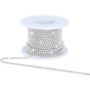 Crystal Rhinestone Close Chain Trim,10 Yards/Roll of 2mm Rhinestone Banding Claw Cup Chain for Sewing Crafts, DIY Decoration, Jewelry, Clothing, Shoes Clear White