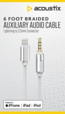 ACOUSTIX 6 FOOT BRAIDED AUXILIARY AUDIO CABLE