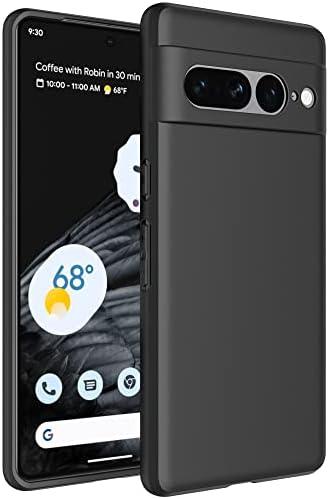 BREPRIO for Google Pixel 7 Pro Case, Slim Fit Design, Flexible Frosting TPU Scratch-Resistant Phone Case, Black, Pack 7