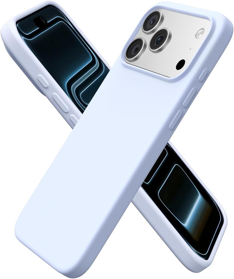 ORNARTO Compatible with iPhone 17 Pro Max Case 6.9", Slim Liquid Silicone 3 Layers Soft Gel Rubber Shockproof Protective Cover with Anti-Scratch Microfiber Lining-Baby Blue
