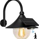 Aqonsie Solar Barn Light Outdoor with 3 Lighting Modes & Motion Sensing, Wall Mount Vintage Light, Waterproof Wall Light for Barn, Shed, Chicken coop, Porch, Patio (Black (1 Pack))