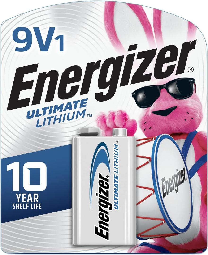 Energizer Ultimate Lithium 9V Batteries (1 Pack), Lithium 9 Volt Batteries