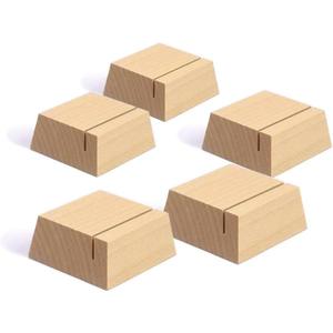 UNIQOOO Elegant Birch Wood Stand |1.2mm Slot, for Wedding Table Number Cardstock, Place Card Holder, Photo Display Stand, Small | for Event Decor, Retail Shop, Cafe Restaurant Menu, Business Card, Name Tag, 12 Pack