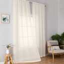 OWENIE Cream Sheer Curtains 84 inches Long 2 Panels Set for Bedroom Living Room, Soft Solid Living Room Sheer Curtain, Rod Pocket Light Filtering Curtains, 2 Pcs Each 42 W x 84" L,Cream