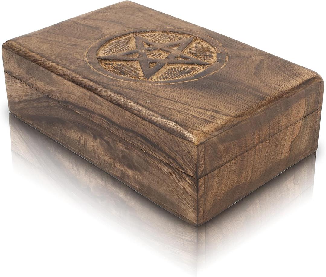 Great Birthday Gift Ideas Handmade Decorative Wooden Jewelry Box Jewelry Organizer Keepsake Box Treasure Chest Trinket Holder Watch Box Storage Lock Box 8 x 5 Inches Housewarming Gift Ideas Men Women