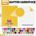 TUXIYA 300 Sheets 8.5" X 11" Glitter Cardstock,50 Assorted Colors 250GSM/92LB Glitter Cardstock,No-Shed Sparkly Glitter Paper for Arts and Crafts, Decorative, Card Making, Scrapbooking, DIY Projects