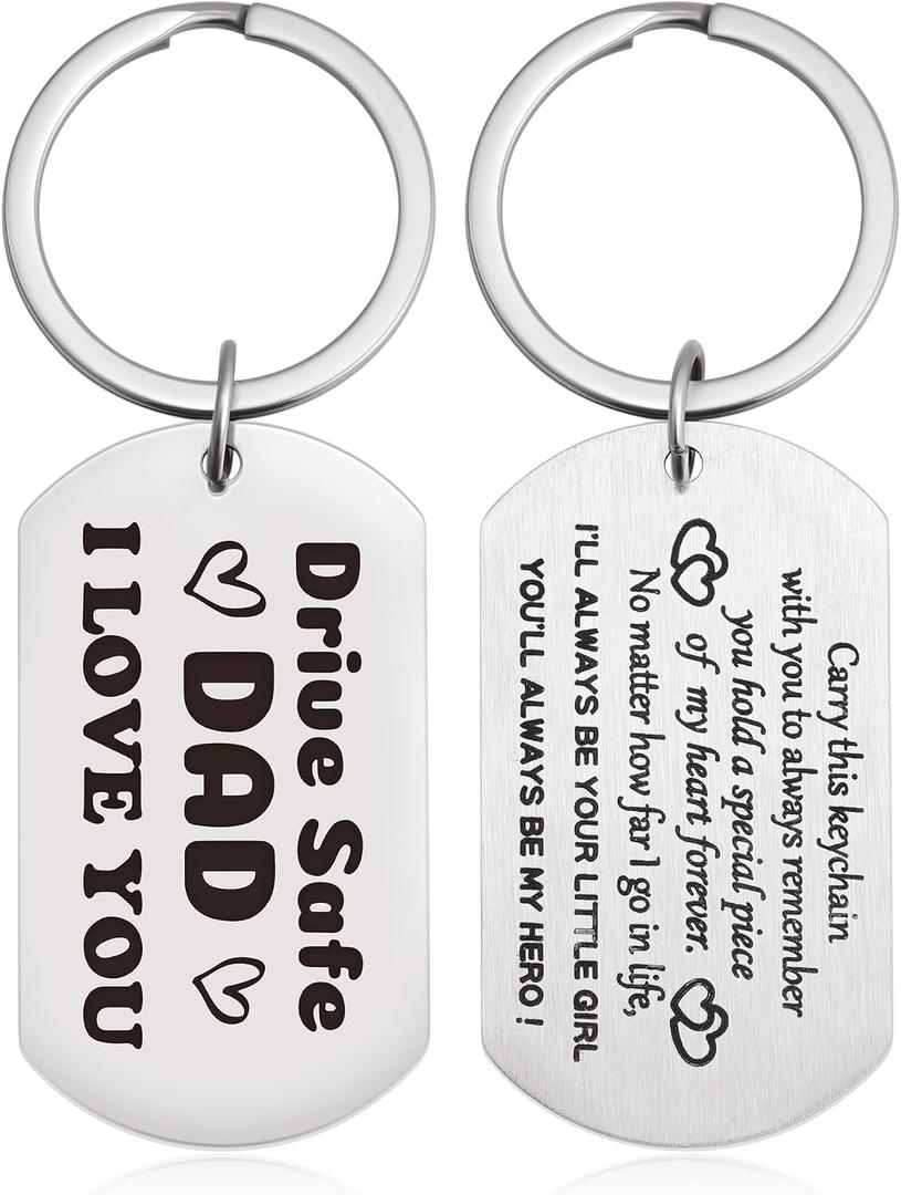 6 x Eaciy Gifts for Dad Keychain from Daughter Son, Drive Safe Keychain Dad Gifts Christmas Gift for Husband