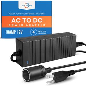 Reliable AC to DC Converter & 12v Power Supply (10A 120W) - Stop Failing Wall Plug Adapter - Safely Power Car Fridge - 110V/240V Input - Short Circuit Protected Cigarette Lighter Adapter